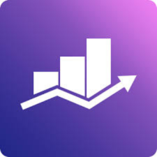 SEO analytics icon showing a rising arrow and bar chart